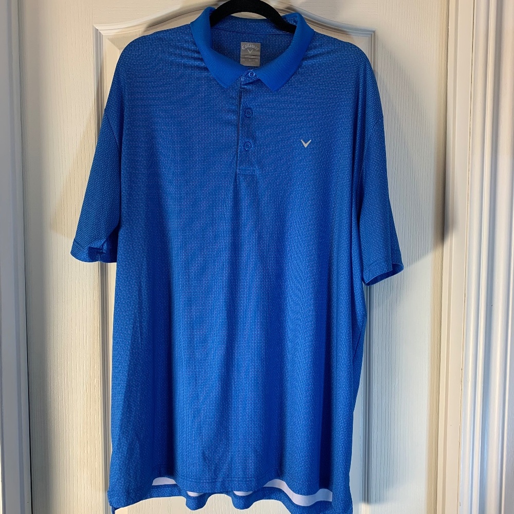 Callaway Opti-Dry Golf Polo – Men’s XL Blue & White
